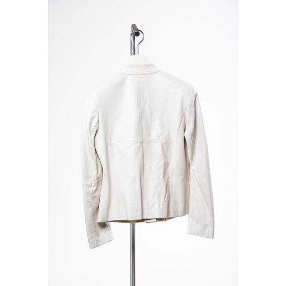 Weekend Max Mara White Leather Funnel Neck Jacket - Picture 2 of 3